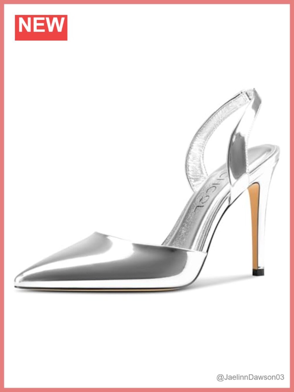 Women's Pointed Toe Slingback Stiletto Heels Slip-On Party Pumps 3.9 Inch Faux